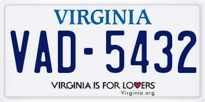VA license plate VAD5432