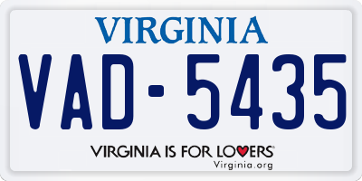 VA license plate VAD5435
