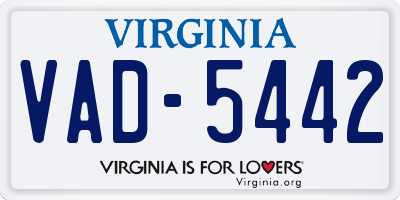 VA license plate VAD5442