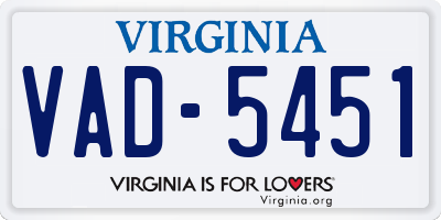 VA license plate VAD5451