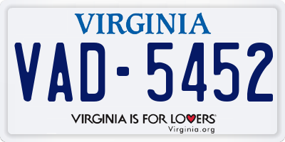 VA license plate VAD5452