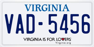 VA license plate VAD5456