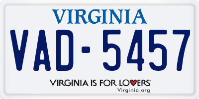VA license plate VAD5457