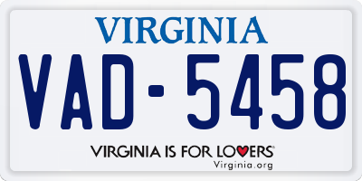 VA license plate VAD5458