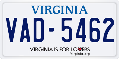 VA license plate VAD5462