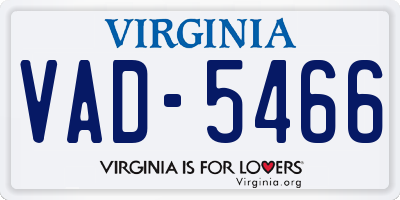 VA license plate VAD5466