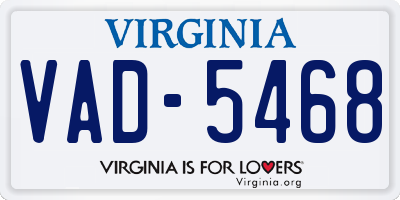 VA license plate VAD5468