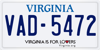 VA license plate VAD5472