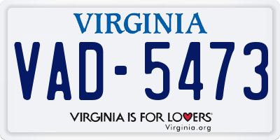 VA license plate VAD5473