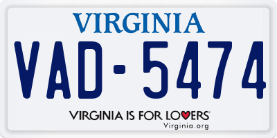 VA license plate VAD5474