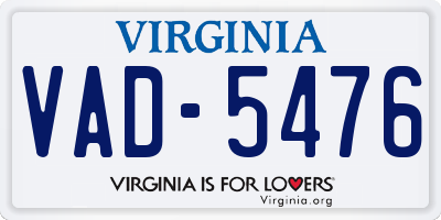 VA license plate VAD5476