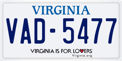VA license plate VAD5477