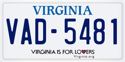 VA license plate VAD5481