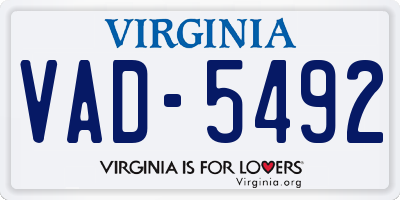 VA license plate VAD5492
