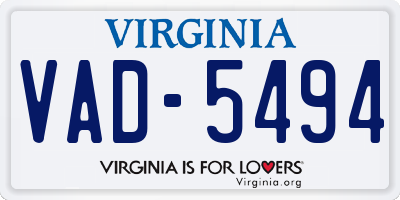 VA license plate VAD5494