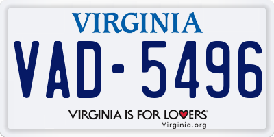 VA license plate VAD5496
