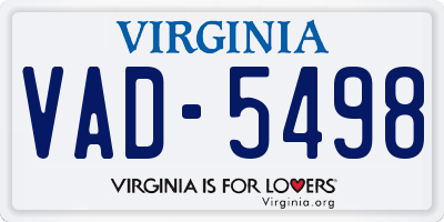 VA license plate VAD5498
