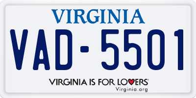 VA license plate VAD5501