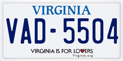 VA license plate VAD5504