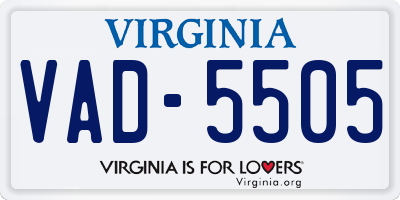 VA license plate VAD5505