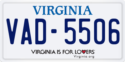 VA license plate VAD5506