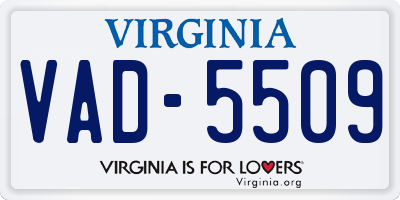VA license plate VAD5509