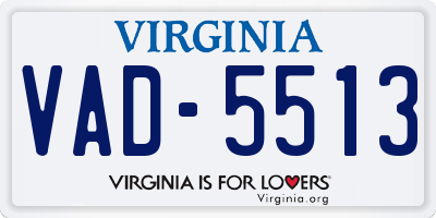 VA license plate VAD5513