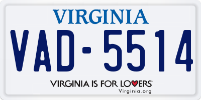 VA license plate VAD5514