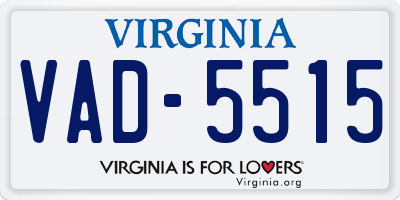 VA license plate VAD5515