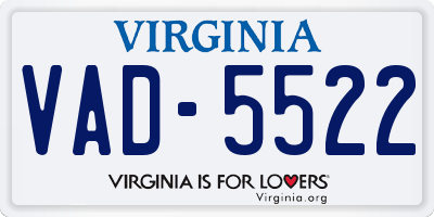 VA license plate VAD5522