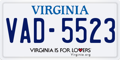 VA license plate VAD5523