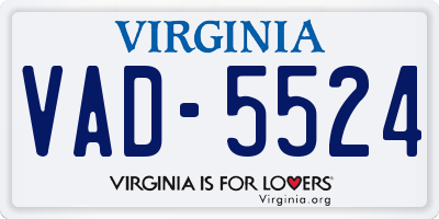 VA license plate VAD5524