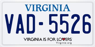 VA license plate VAD5526