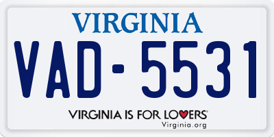 VA license plate VAD5531