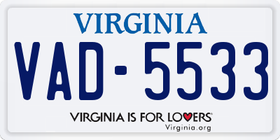 VA license plate VAD5533