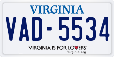 VA license plate VAD5534