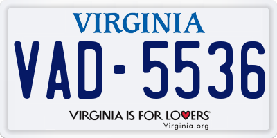 VA license plate VAD5536