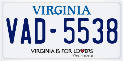 VA license plate VAD5538