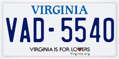 VA license plate VAD5540