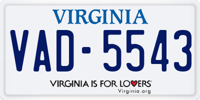VA license plate VAD5543
