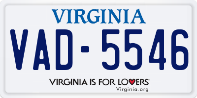 VA license plate VAD5546