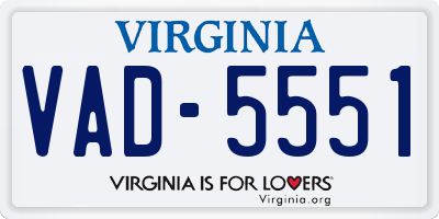 VA license plate VAD5551