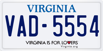 VA license plate VAD5554