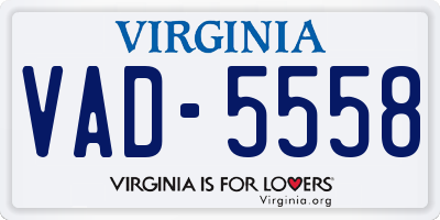 VA license plate VAD5558