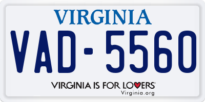 VA license plate VAD5560