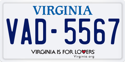 VA license plate VAD5567