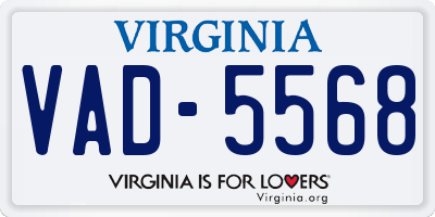 VA license plate VAD5568