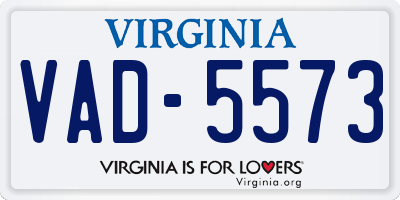VA license plate VAD5573