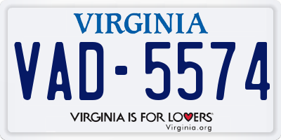 VA license plate VAD5574