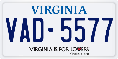 VA license plate VAD5577